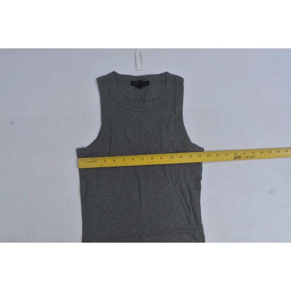 Banana Republic Tank Top Mens Small Gray Ribbed Cotton Jersey Undershirt Stretch